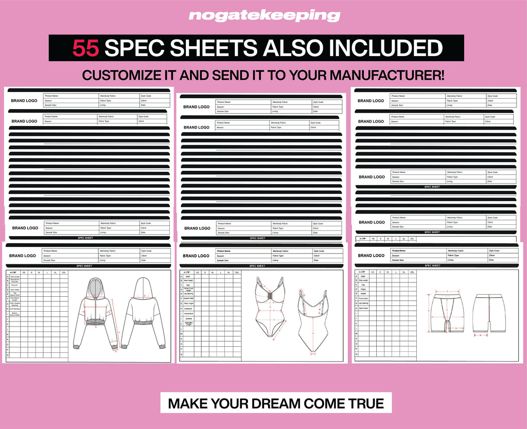 Ultimate Women's Mockup Pack - 55 Editable Templates for Loungewear Shapewear & Yogawear + 55 Free Spec Sheets