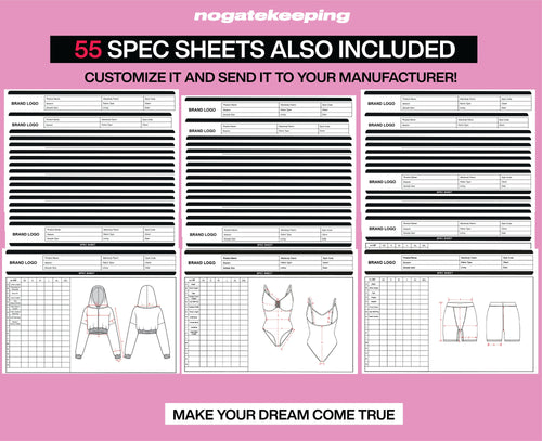 Ultimate Women's Mockup Pack - 55 Editable Templates for Loungewear Shapewear & Yogawear + 55 Free Spec Sheets